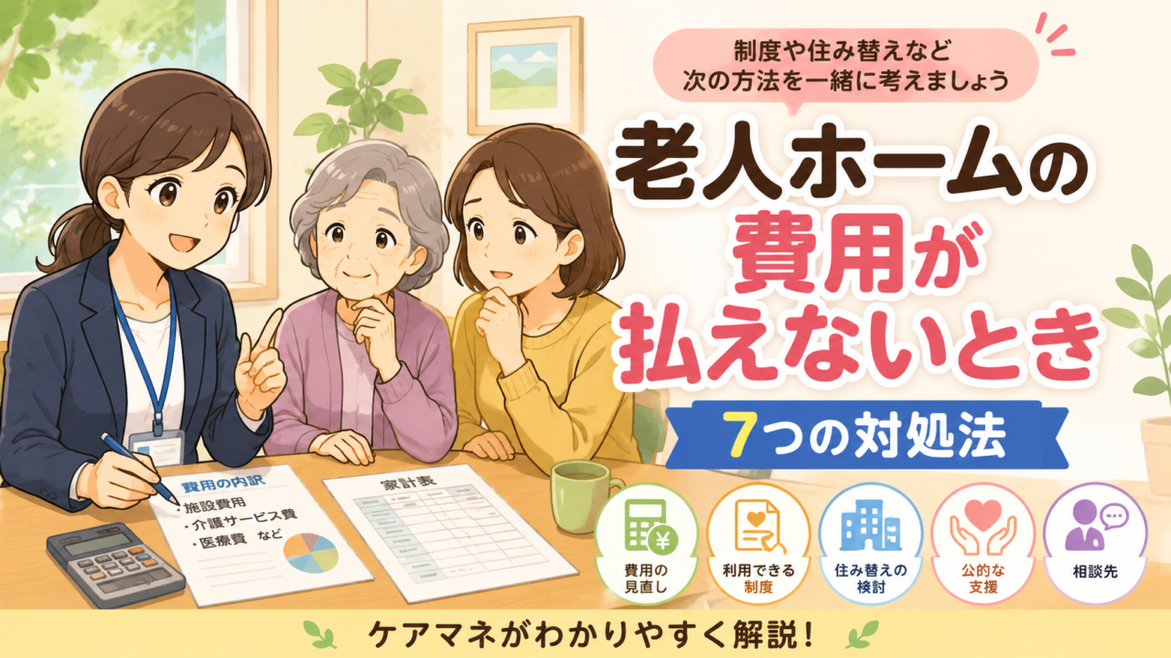 老人ホームの費用が払えないときの7つの対処法
