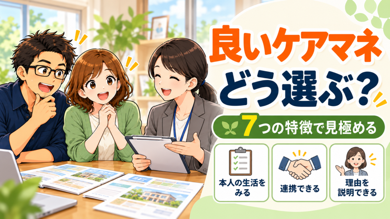 良いケアマネの選び方と7つの特徴を解説する記事のアイキャッチ