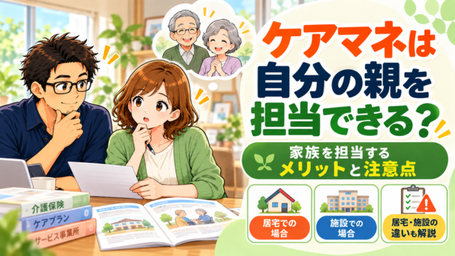 自分の親を担当できるか考えるケアマネのイラスト