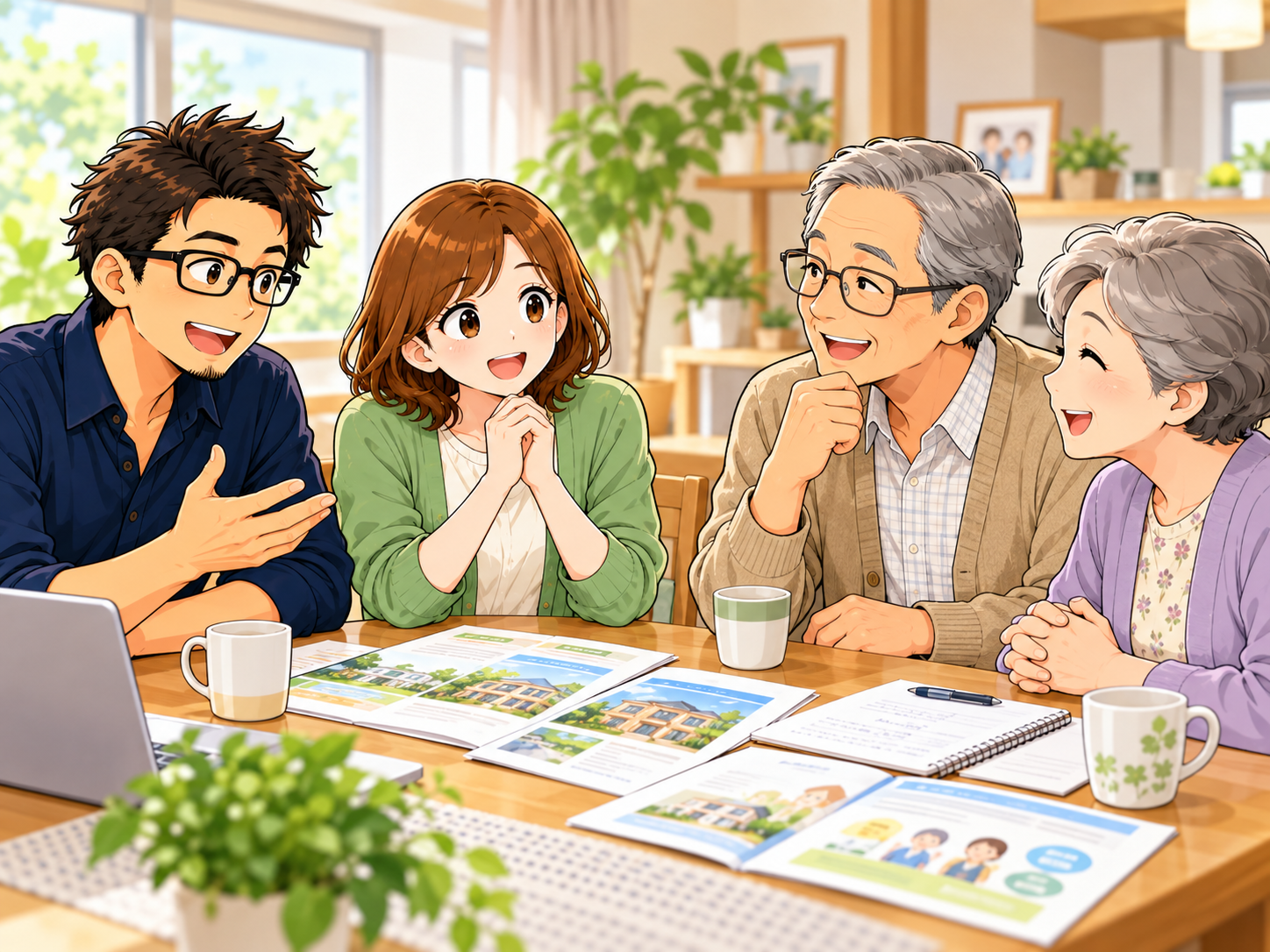 自分の親を別のケアマネに任せる選択肢を相談する夫婦のイラスト